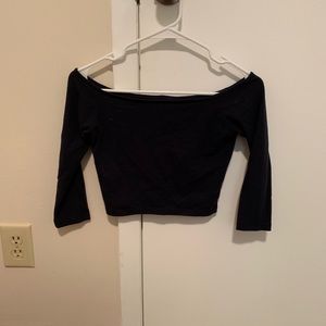 Navy blue off the shoulder crop top